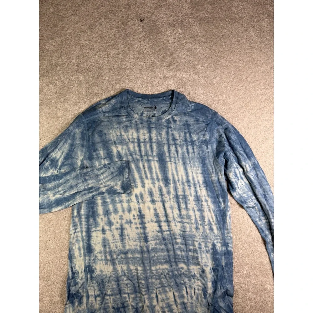 SmartWool Merino Plant Dye Base Layer Mens L Blue Tie-Dye Long Sleeve